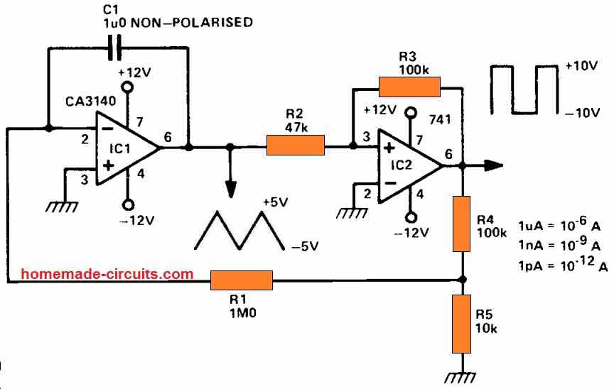 MOSFET op-amp oscillator circuit diagram