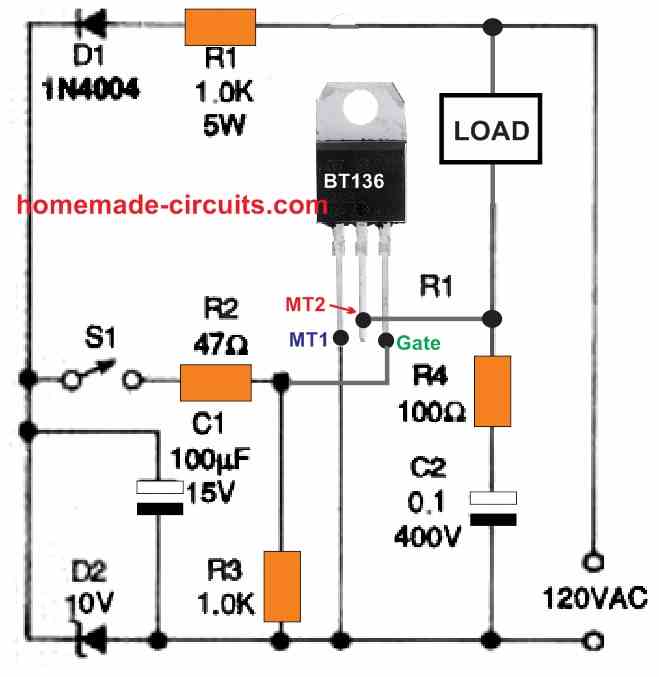 a triac may be actuated by DC supply derived from AC supply