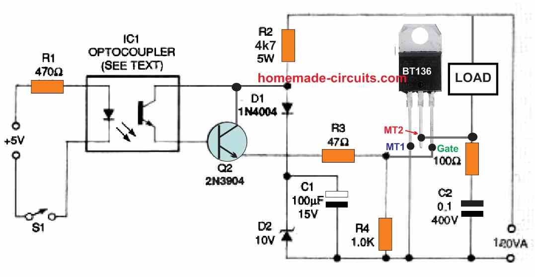 Isolated Triac Control using Opto-Couplers
