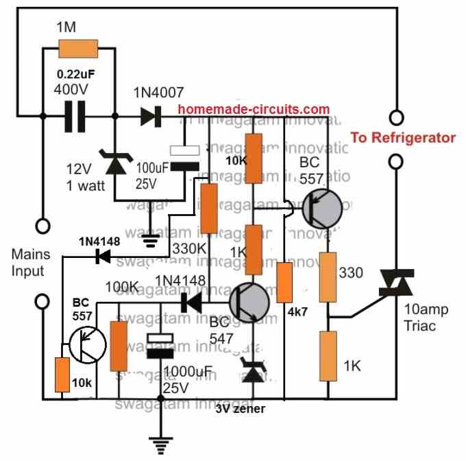 improved fridge protector for fluctuating mains AC 