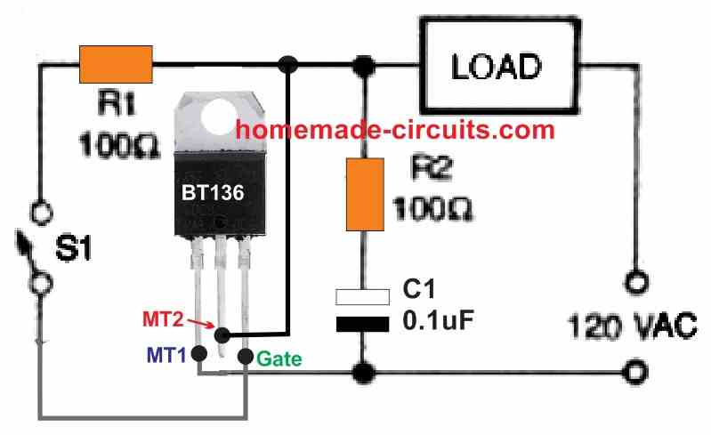 how to connect triac with AC mains with snubber