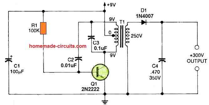9V to 300V Converter circuit