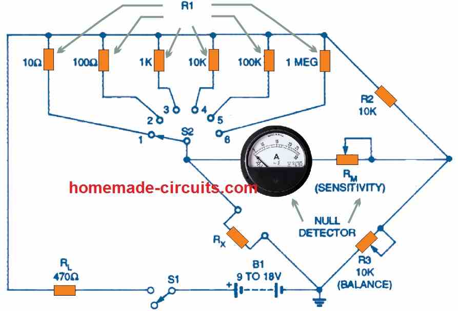 SIX RANGE Wheatstone DC resistance measuring bridge highly sensitive