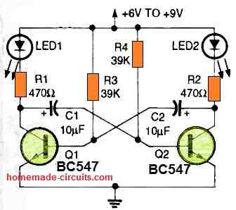 Double LED Flasher circuit