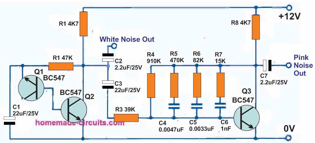 white noise pink noise generator circuit
