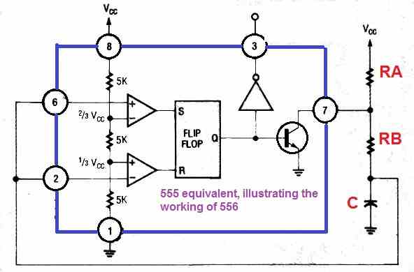 555 internal layout illustrating equivalent 556 operation