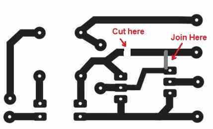 correcting PCB payout by cutting track, and joining with jumper wire