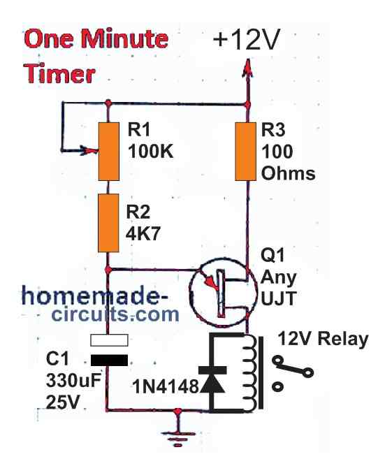 UJT 1 minute timer circuit