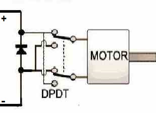 motor reverse forward motor control using DPDT relay