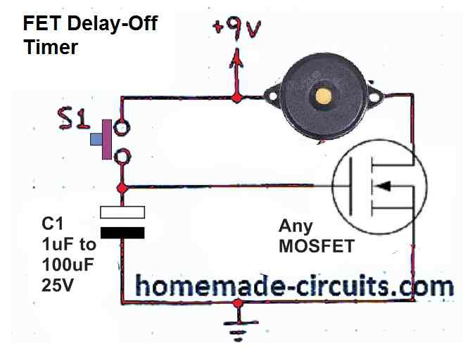 Delay OFF timer circuit using FET