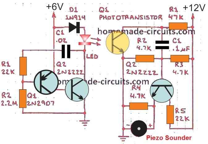 LED light transmitter and receiver circuit