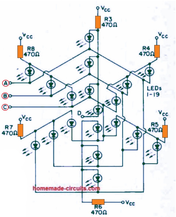 Christmas star LED layout and connections