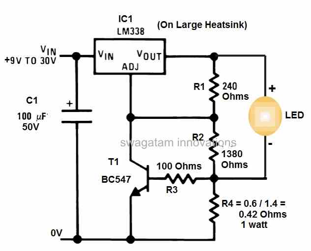 3 Watt, 5 Watt LED DC to Constant Current Driver Circuit | Homemade Circuit Projects