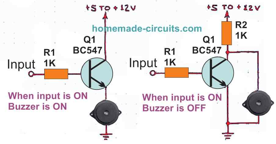 how to connect piezo buzzers with transistors