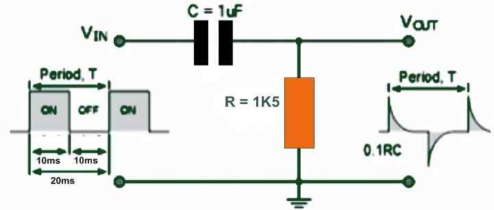 differentiator circuit using resistor and capacitor
