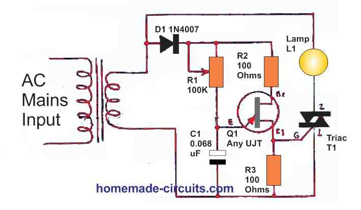 triac UJT lamp flasher circuit