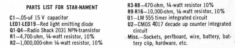parts list LED star