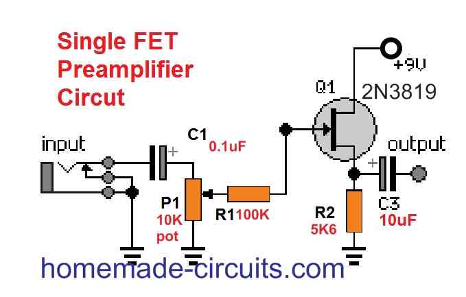 single FET preamplifier circuit