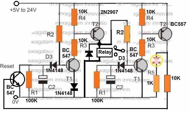 two step transistorized timer circuit fully adjustable