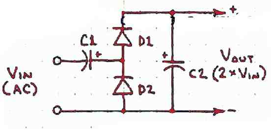 Voltage doubler circuit using diodes and capacitors