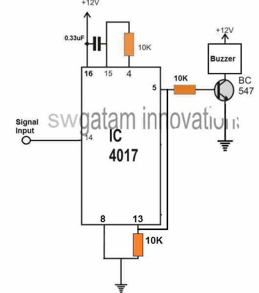 how to add a buzzer to pressure cooker whistle circuit after 5 whistles