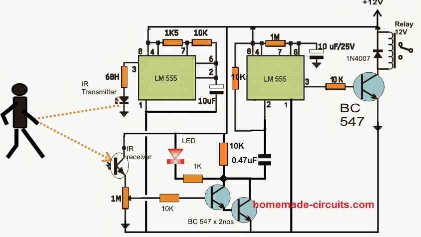 proximity detector circuit using IC 555