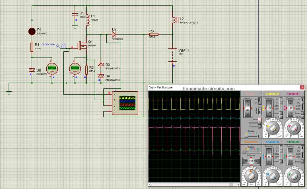 simple boost converter simulation for battery deulfator circuit