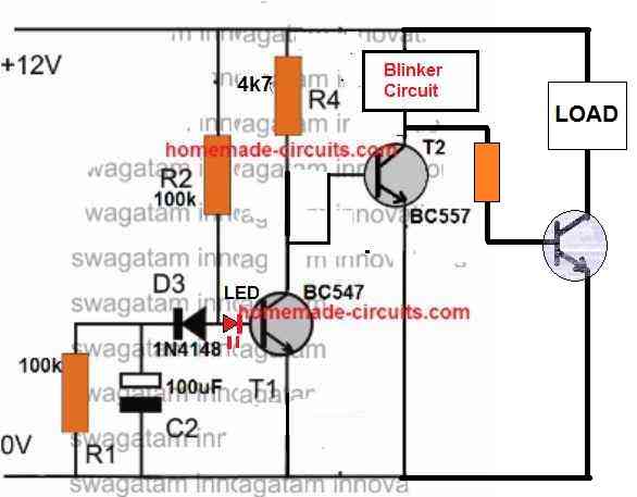 delay timer circuit with blinking LED