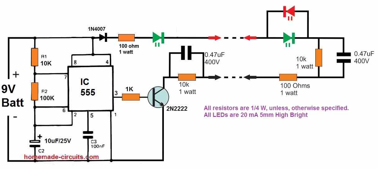 high voltage protected continuity tested circuit with red green LEDs, and southwire type functionality