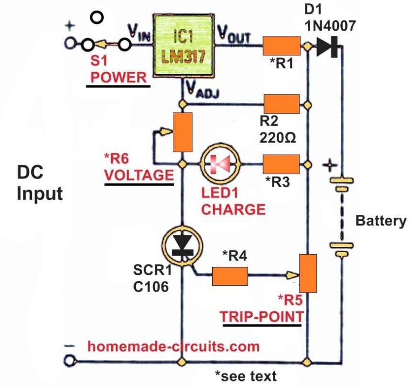 voltage regulator and a current regulator circuit combined gel battery charger