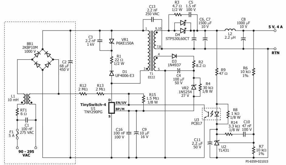 TNY290 tiny switch SMPS circuit