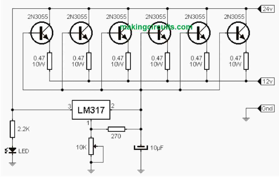 0-60V LM317HV Variable Power Supply Circuit