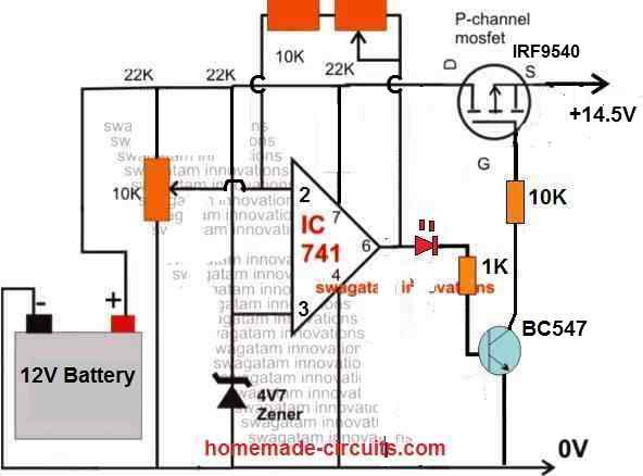 solid state 12V battery charger circuit
