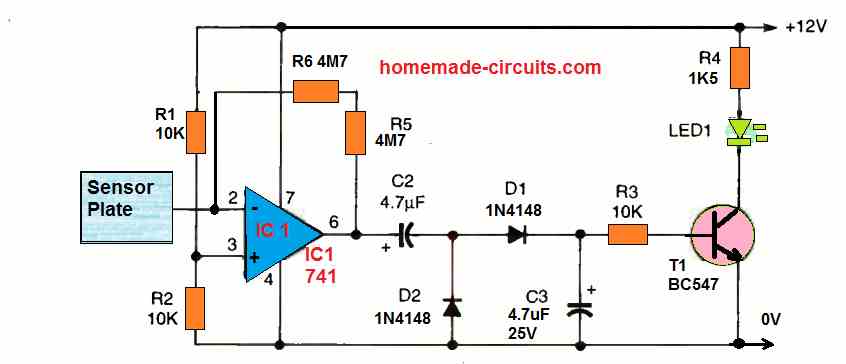 741 touch sensor circuit diagram