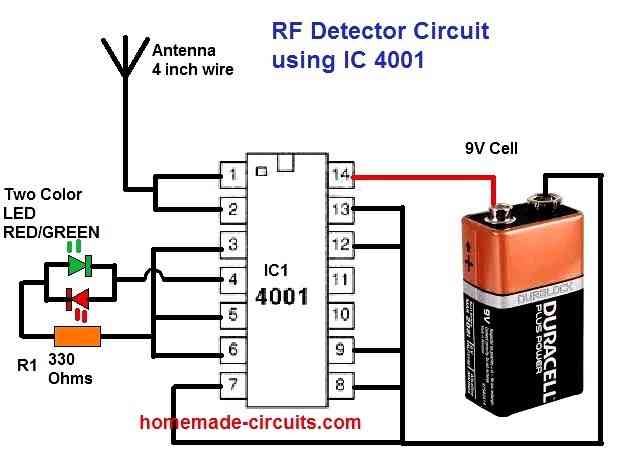 Simple RF Detector Circuit  Electronic circuit projects, Detector,  Transistors