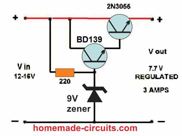 high current regulator using a Darlington power transistor configuration