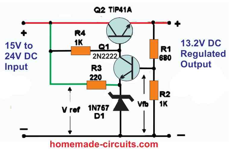 transistor feedback regulator circuit