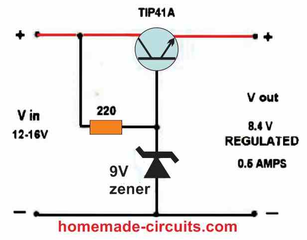 regulator using emitter follower transistor to eliminate zener dissipation and burning