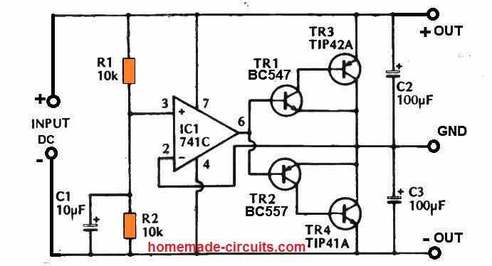 Dual Power Supply circuit using 741 IC