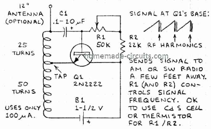 single transistor AM radio receiver circuit