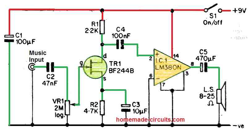 LM380 amplifier circuit