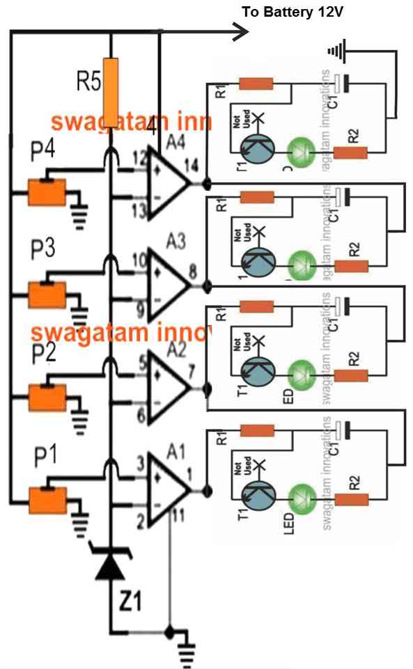 Simple Battery Voltage Monitor Circuits Circuit Diagram