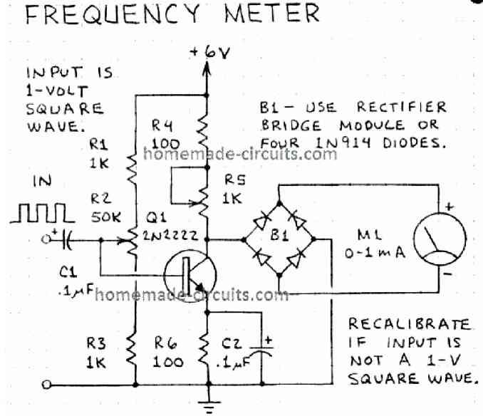 single transistor frequency meter circuit