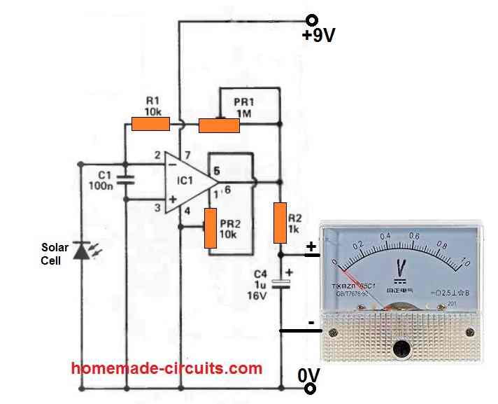op amp light meter circuit