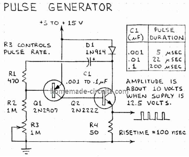 pulse generator circuit using transistors