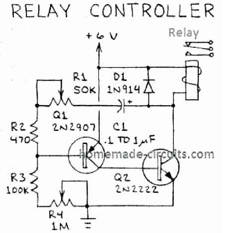 two transistor relay controller circuit