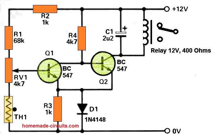 temperature controlled relay circuit