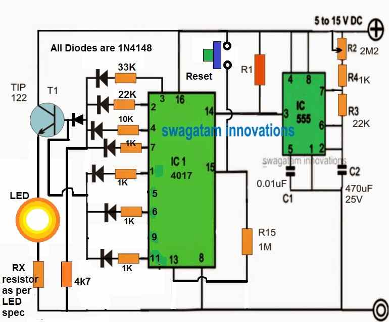 LED slowly brighten then flash circuit diagram