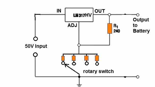 lm317 charger with rotary switch selection