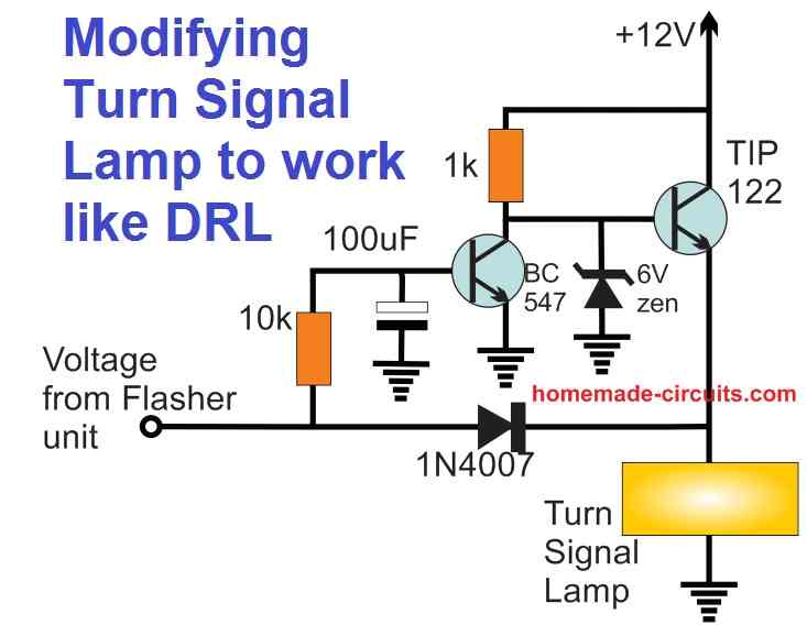 modifying turn signal lamp to work like DRL